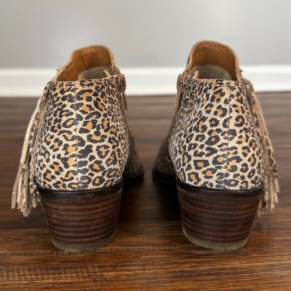 Lucky Brand LK Felisie leopard fringe bootie boots Brown Shoe Zip Up  size 6 - Picture 2 of 13